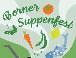Ausschnitt vom Plakat Borner Suppenfest. Zusehen ist verschiedenes Gemüse und ein Fisch